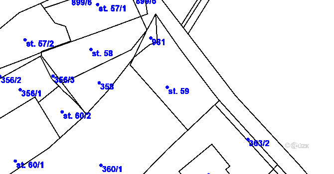 Parcela st. 59 v KÚ Kly, Katastrální mapa