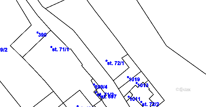 Parcela st. 72 v KÚ Kly, Katastrální mapa