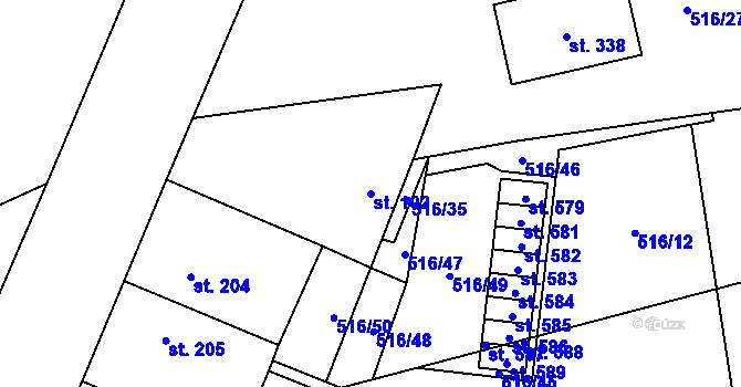 Parcela st. 102 v KÚ Kly, Katastrální mapa