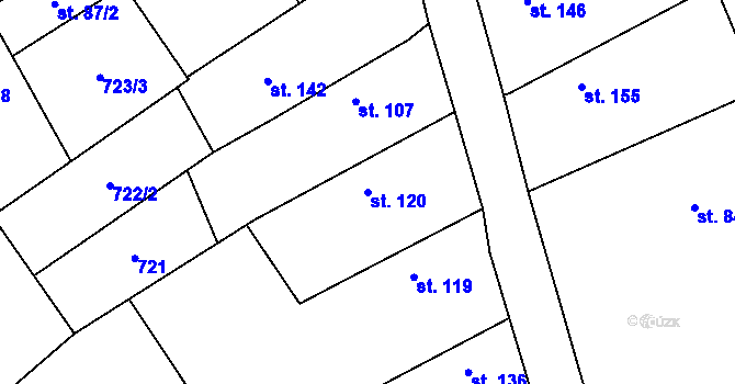 Parcela st. 120 v KÚ Kly, Katastrální mapa