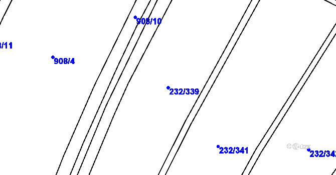 Parcela st. 232/339 v KÚ Kly, Katastrální mapa
