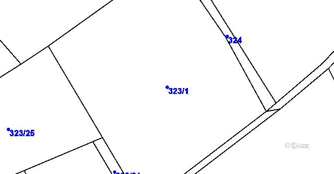 Parcela st. 323/1 v KÚ Kly, Katastrální mapa