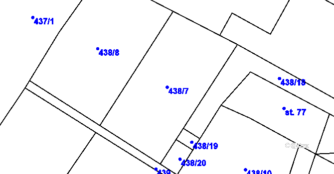 Parcela st. 438/7 v KÚ Kly, Katastrální mapa