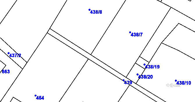Parcela st. 438/9 v KÚ Kly, Katastrální mapa