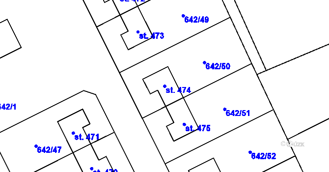 Parcela st. 474 v KÚ Kly, Katastrální mapa