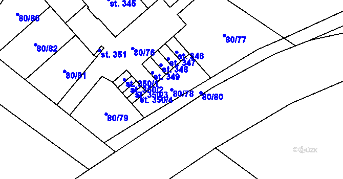 Parcela st. 80/78 v KÚ Kly, Katastrální mapa
