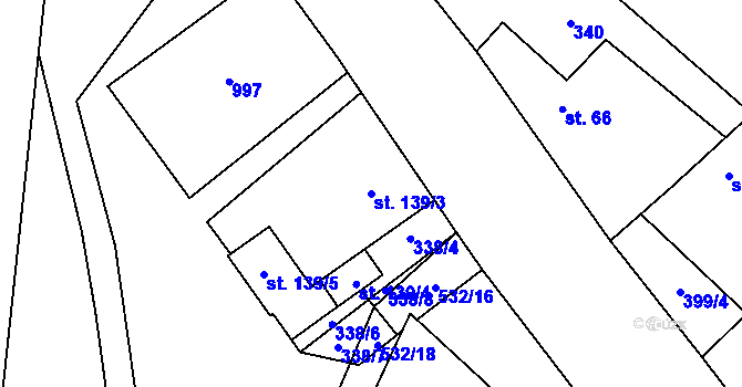 Parcela st. 139/3 v KÚ Kly, Katastrální mapa