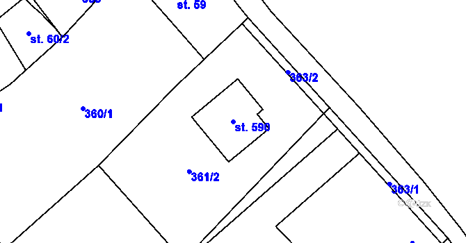 Parcela st. 590 v KÚ Kly, Katastrální mapa