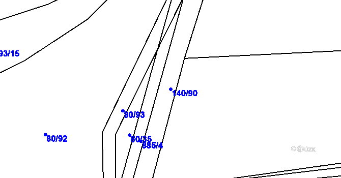 Parcela st. 140/90 v KÚ Kly, Katastrální mapa
