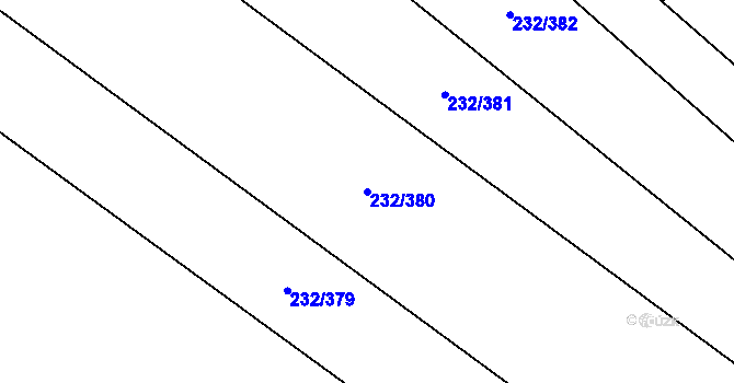 Parcela st. 232/380 v KÚ Kly, Katastrální mapa