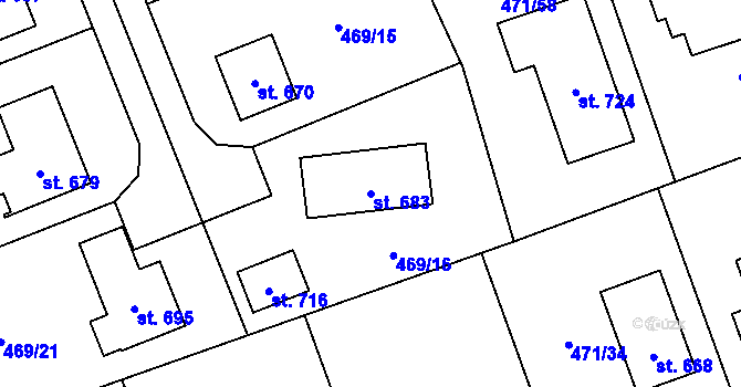 Parcela st. 683 v KÚ Kly, Katastrální mapa