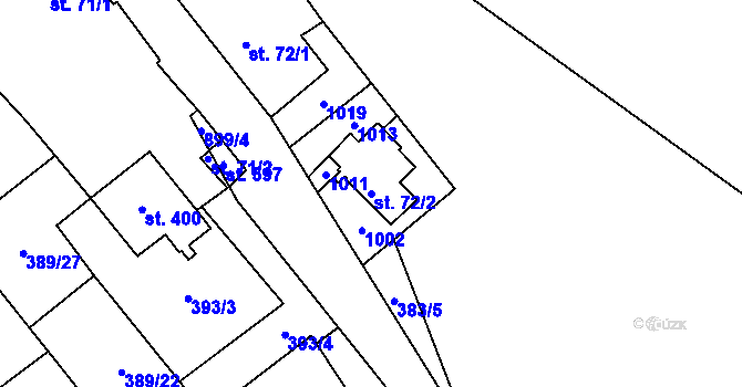 Parcela st. 72/2 v KÚ Kly, Katastrální mapa