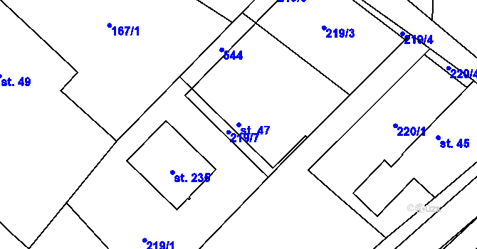 Parcela st. 47 v KÚ Záboří u Kel, Katastrální mapa