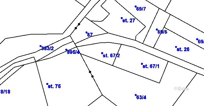 Parcela st. 67/2 v KÚ Záboří u Kel, Katastrální mapa