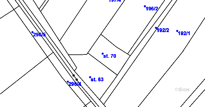 Parcela st. 70 v KÚ Záboří u Kel, Katastrální mapa