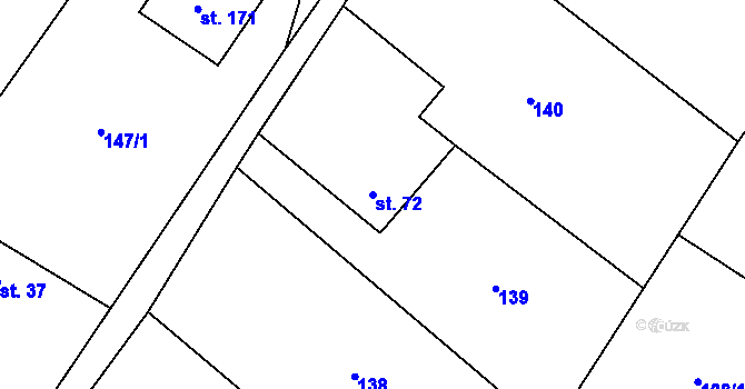 Parcela st. 72 v KÚ Záboří u Kel, Katastrální mapa