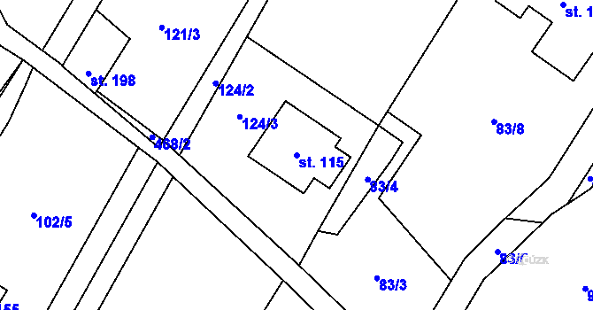Parcela st. 115 v KÚ Záboří u Kel, Katastrální mapa