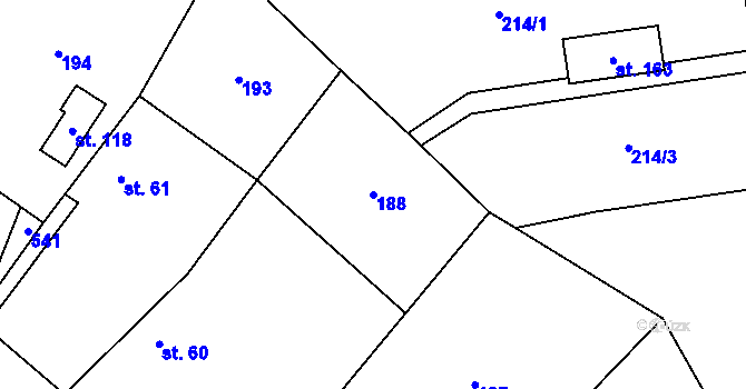 Parcela st. 188 v KÚ Záboří u Kel, Katastrální mapa
