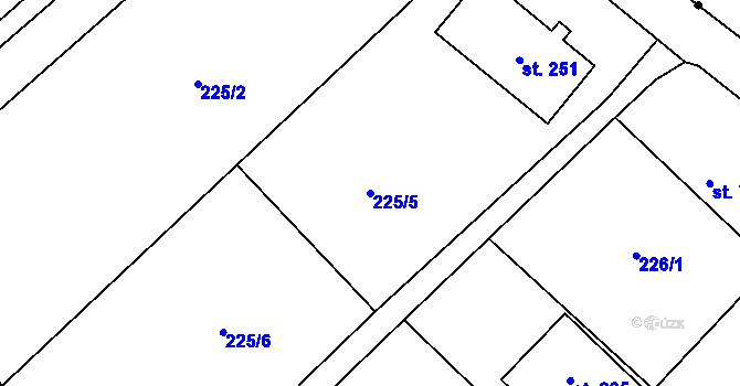 Parcela st. 225/5 v KÚ Záboří u Kel, Katastrální mapa