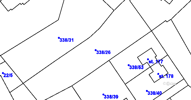 Parcela st. 338/26 v KÚ Záboří u Kel, Katastrální mapa