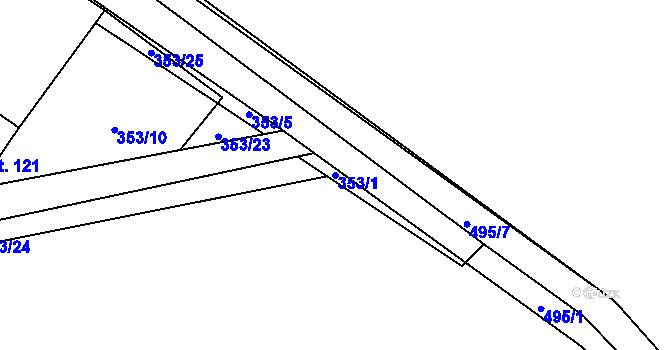 Parcela st. 353/1 v KÚ Záboří u Kel, Katastrální mapa