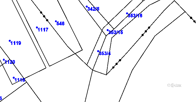 Parcela st. 353/4 v KÚ Záboří u Kel, Katastrální mapa