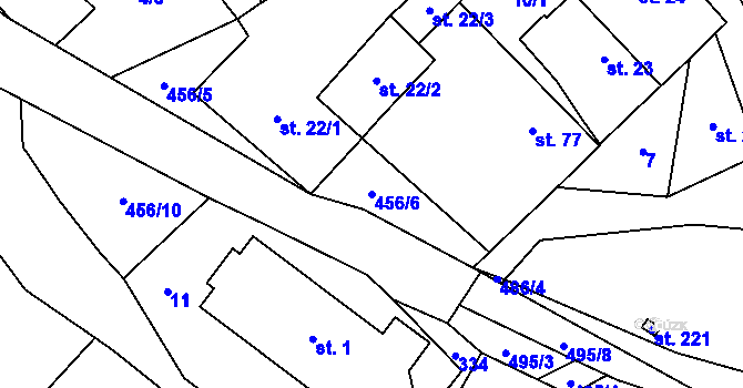Parcela st. 456/6 v KÚ Záboří u Kel, Katastrální mapa