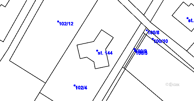 Parcela st. 144 v KÚ Záboří u Kel, Katastrální mapa