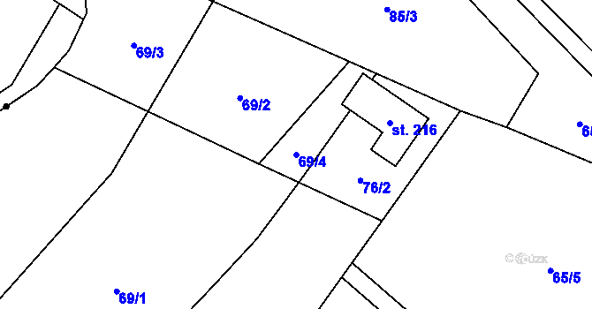 Parcela st. 69/4 v KÚ Záboří u Kel, Katastrální mapa