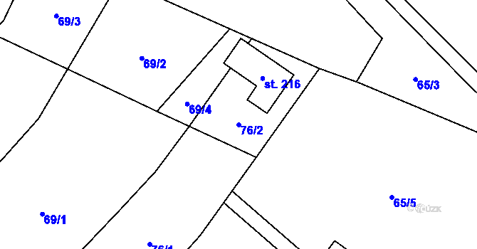 Parcela st. 76/2 v KÚ Záboří u Kel, Katastrální mapa