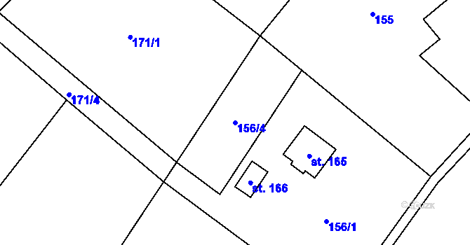 Parcela st. 156/4 v KÚ Záboří u Kel, Katastrální mapa