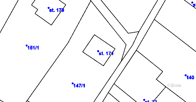 Parcela st. 171 v KÚ Záboří u Kel, Katastrální mapa