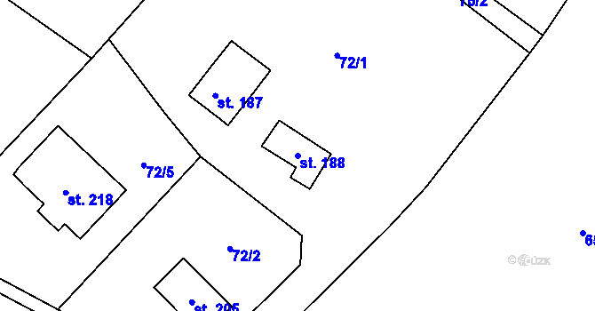 Parcela st. 188 v KÚ Záboří u Kel, Katastrální mapa