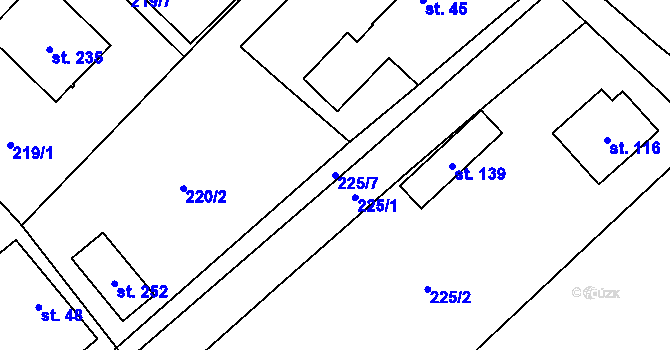Parcela st. 225/7 v KÚ Záboří u Kel, Katastrální mapa