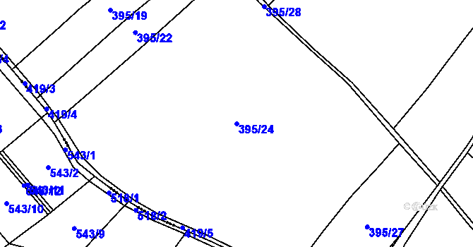 Parcela st. 395/24 v KÚ Záboří u Kel, Katastrální mapa