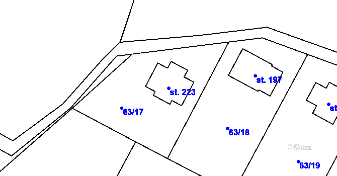 Parcela st. 223 v KÚ Záboří u Kel, Katastrální mapa