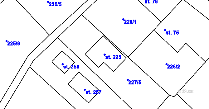 Parcela st. 225 v KÚ Záboří u Kel, Katastrální mapa