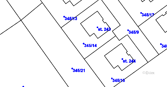 Parcela st. 345/14 v KÚ Záboří u Kel, Katastrální mapa