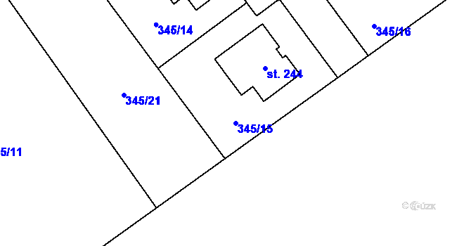 Parcela st. 345/15 v KÚ Záboří u Kel, Katastrální mapa