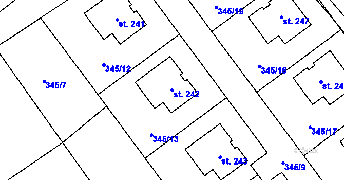 Parcela st. 242 v KÚ Záboří u Kel, Katastrální mapa