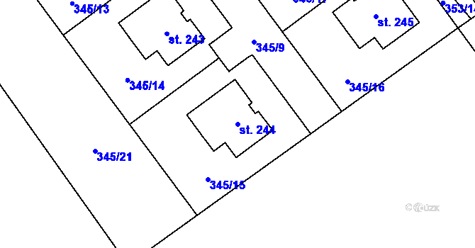 Parcela st. 244 v KÚ Záboří u Kel, Katastrální mapa
