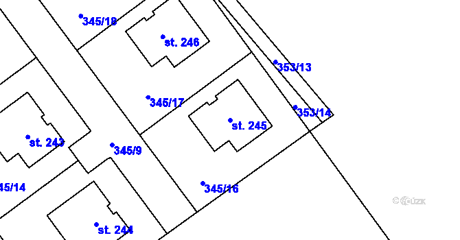Parcela st. 245 v KÚ Záboří u Kel, Katastrální mapa