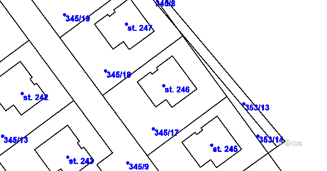 Parcela st. 246 v KÚ Záboří u Kel, Katastrální mapa