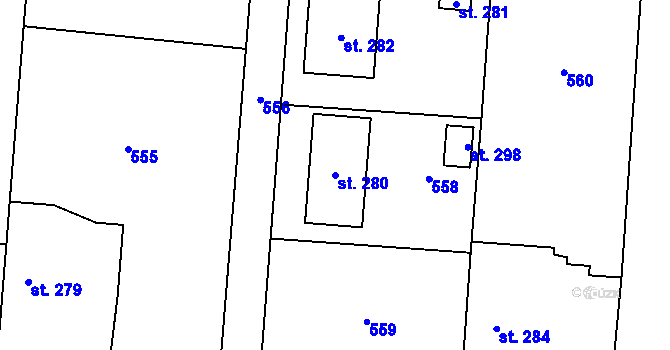 Parcela st. 280 v KÚ Záboří u Kel, Katastrální mapa