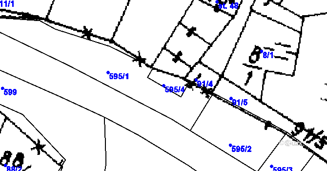 Parcela st. 595/4 v KÚ Kmetiněves, Katastrální mapa