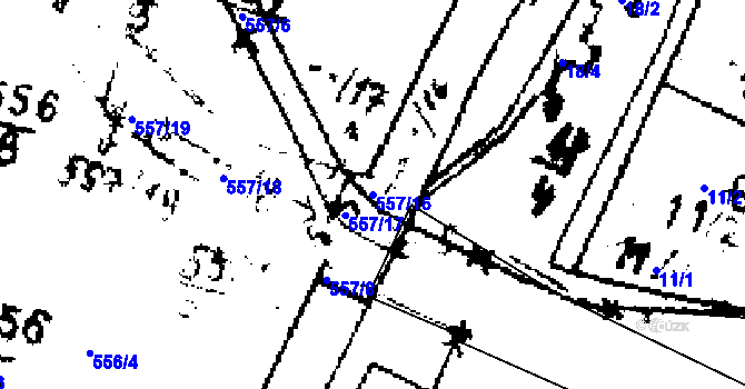 Parcela st. 557/16 v KÚ Kmetiněves, Katastrální mapa