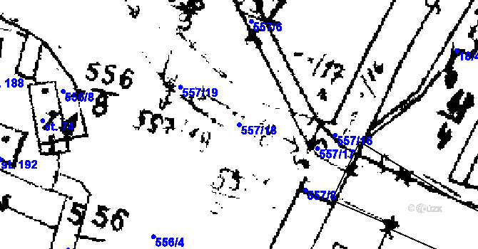 Parcela st. 557/18 v KÚ Kmetiněves, Katastrální mapa