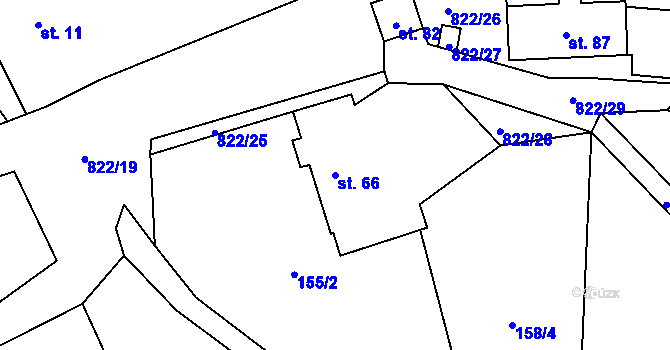 Parcela st. 66 v KÚ Horní Houžovec, Katastrální mapa