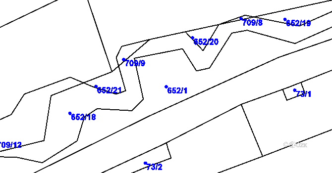 Parcela st. 652/1 v KÚ Horní Houžovec, Katastrální mapa