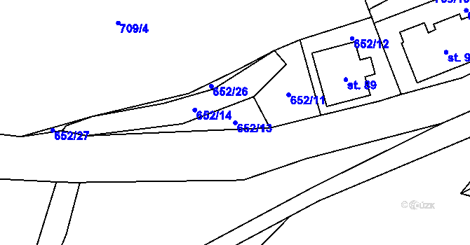 Parcela st. 652/13 v KÚ Horní Houžovec, Katastrální mapa